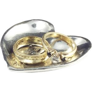 NWT silvertone heart Trinket Dish- follow your heart